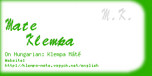 mate klempa business card