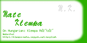 mate klempa business card